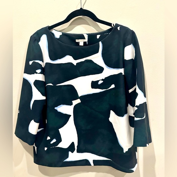 COS Navy and Green  3/4 Kimono Sleeve Top SZ 10. Boxy Look Prefect Condition - Picture 1 of 12